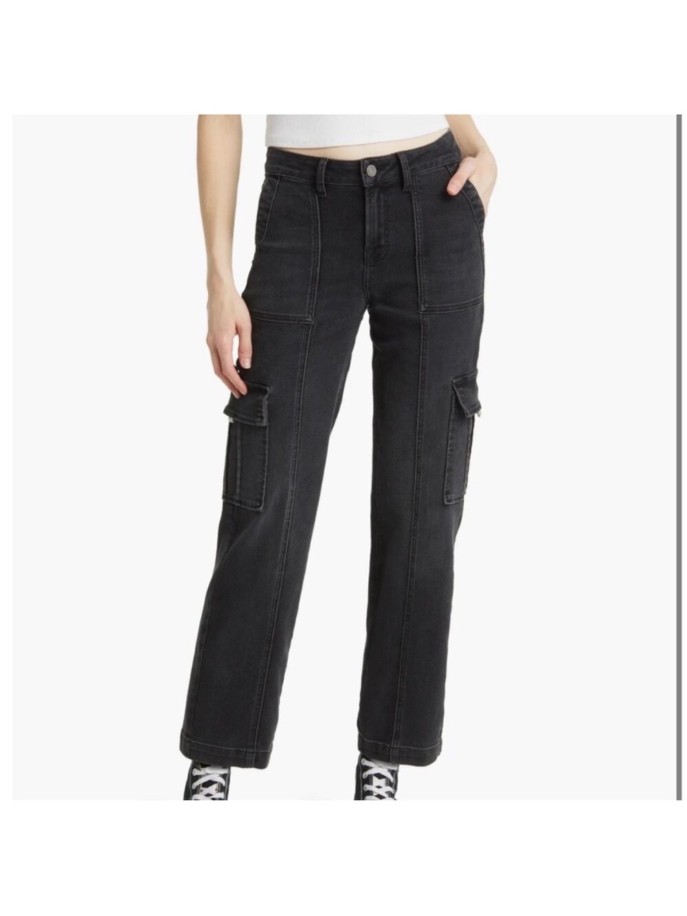HIDDEN JEANS Los Angeles Straight Leg Cargo Jeans Black Gray Wash Size 28